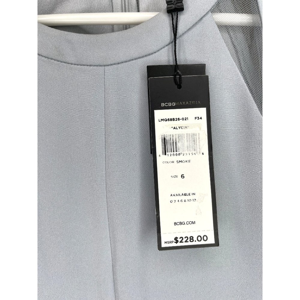 BCBG ALYCIA Cocktail Dress Sheer Cut Out Mini Smoke Gray NWT 6 - Picture 9 of 11